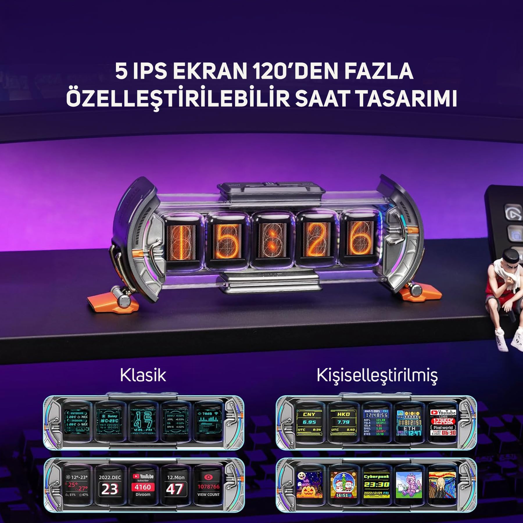 Divoom Times Gate Pixel Art Bilgilendirici Ekran, WIFI 5 adet 128